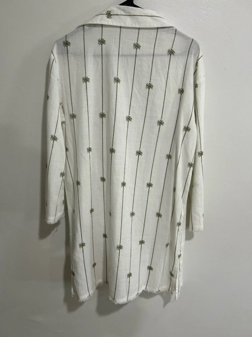 blue island White Palm-Print Open Front Lightweight Jacket - Picture 5 of 7